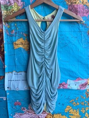 Pilcro Pale Green & Lemon Ruched Tank